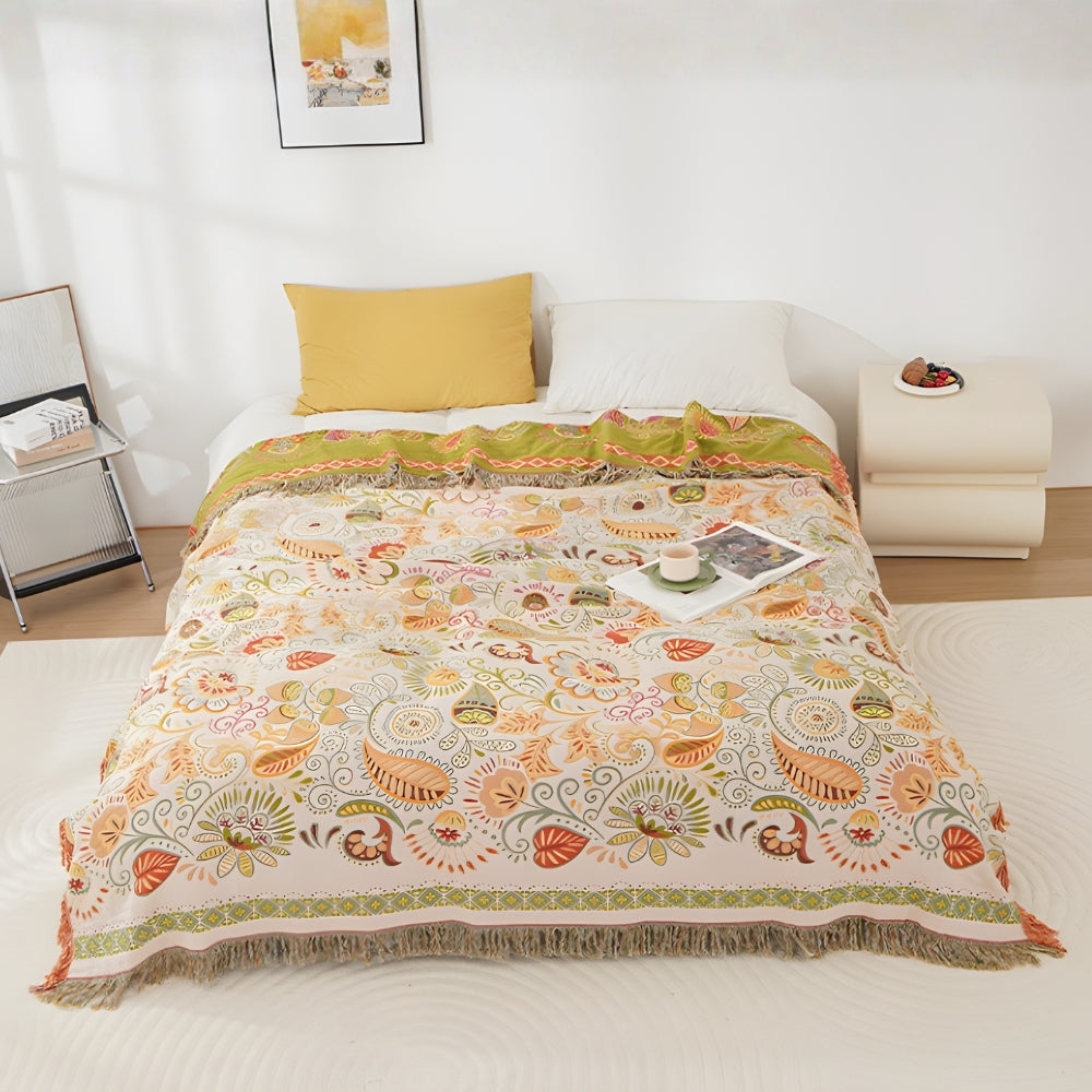 Euroselle wendbare Boho-Decke aus Baumwollgaze