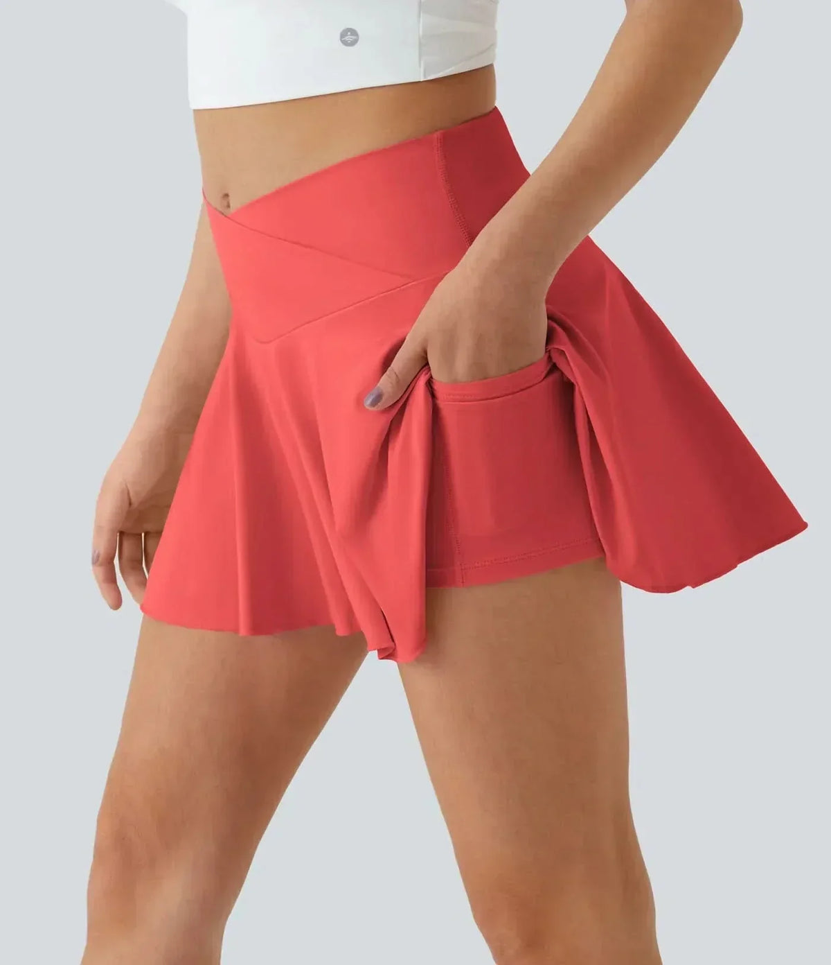 AuraFlex luftiger Tennisrock mit integrierten Shorts – UPF50Plus-Sonnenschutz für Damen
