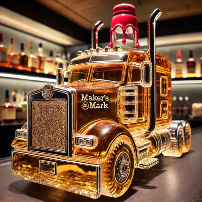 Skleněná karafa na whisky ve tvaru kamionu pro domácí bar a pánský kout | láhev na alkohol ve tvaru osmnáctikolového kamionu | dárek pro řidiče kamionů, řidiče a milovníky bourbonu | Thomler