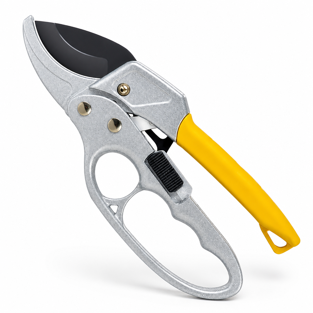 Foarfecă de grădină cu clichet — lamă din oțel SK5, mâner ergonomic antiderapant