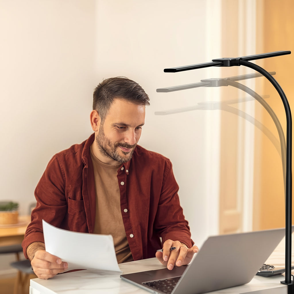 Modern USB Powered Dual-Head LED Table Lamp with Flexible Gooseneck - Euroselle