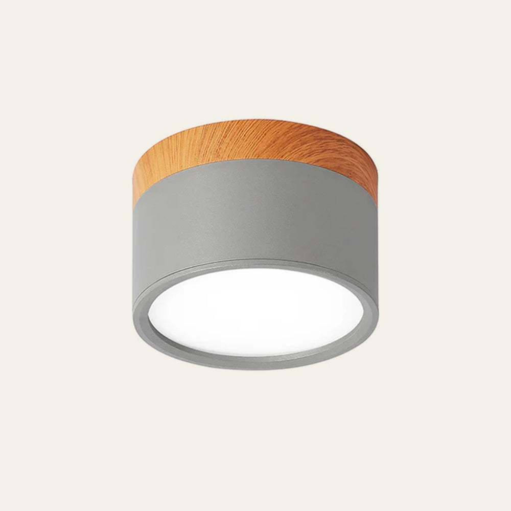Okrągła przylegająca do sufitu oprawa LED, drewniane detale, aluminium, 5 W lub 7 W, do przedpokoju, sypialni, kuchni i korytarza, nowoczesna, minimalistyczna lampa sufitowa w stylu skandynawskim