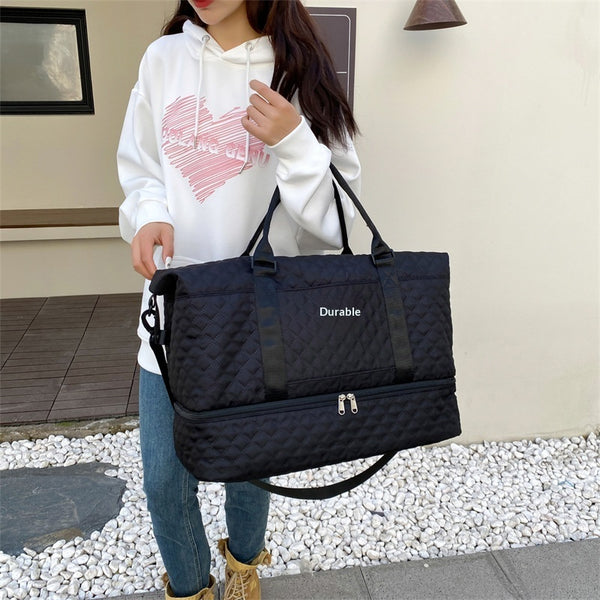 Grand Sac De Voyage Matelassé À Bandoulière Avec Poignée Brodée