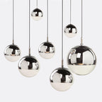 AuroraSphere Glass Orb Pendant Light With Silver Half And Clear Half
