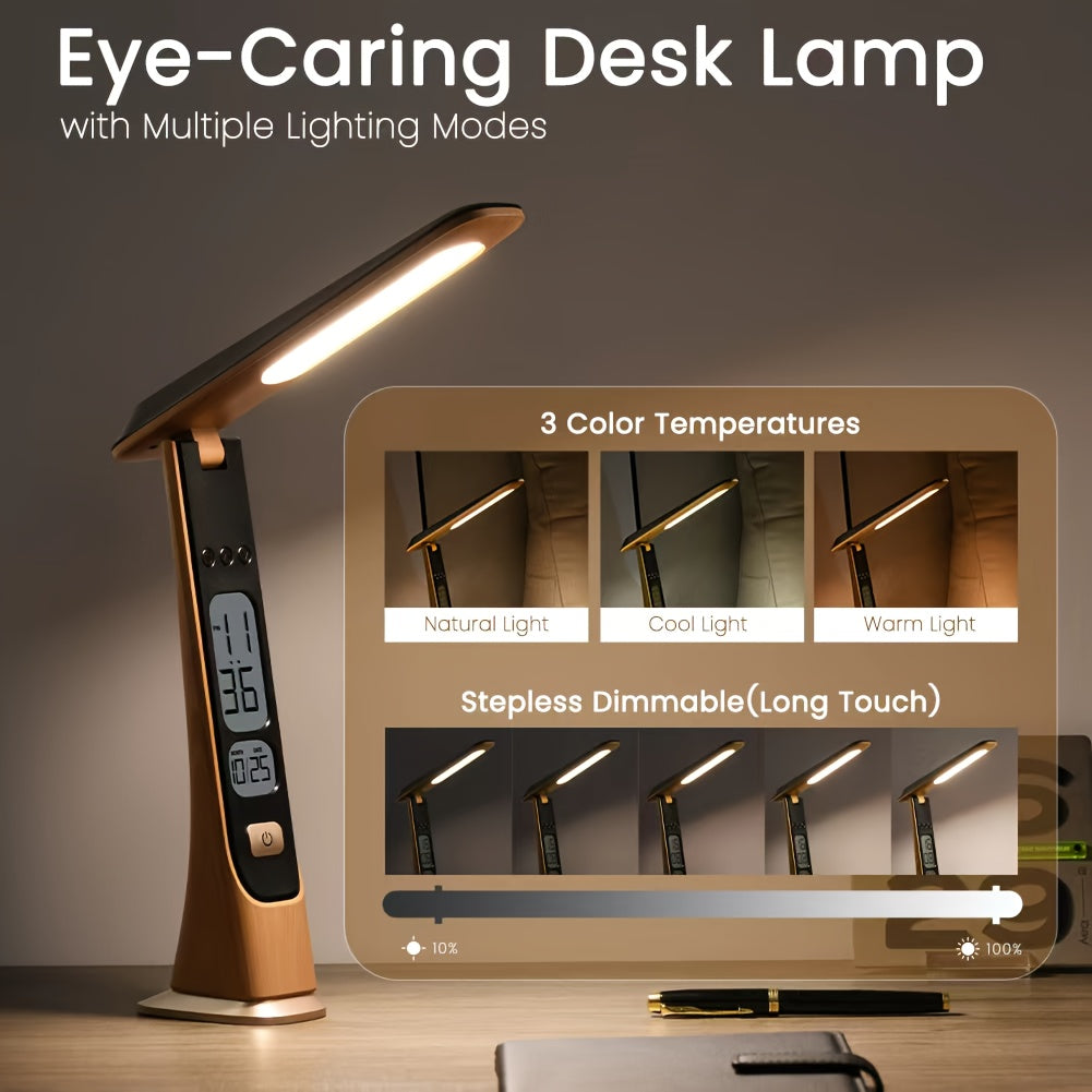 Foldable Portable LED Desk Lamp with Time Display - Euroselle