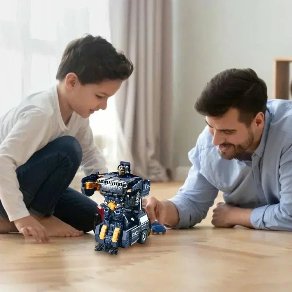 Jouet robot NovaDrive 2-en-1 — design de voiture de police transformable, feux LED intégrés