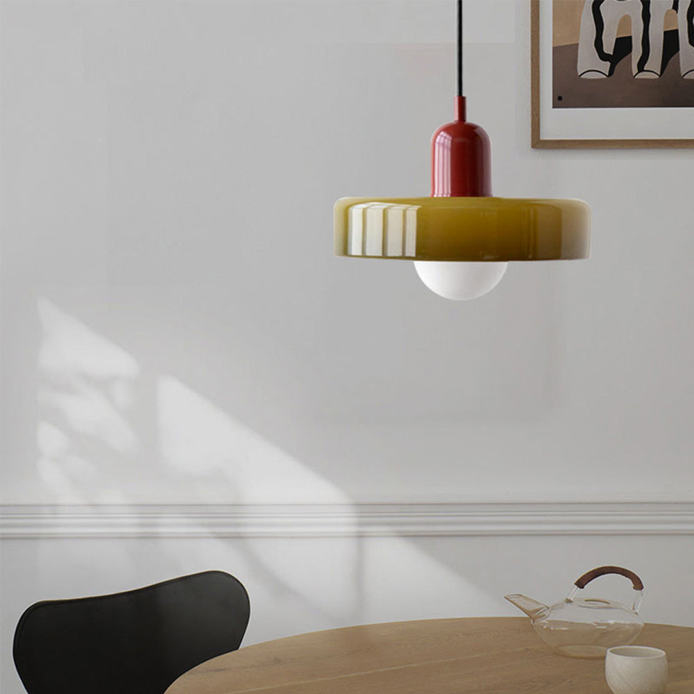 KiraGlass Geometric Bauhaus Pendant Light In Colored Glass