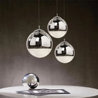 AuroraSphere Glass Orb Pendant Light With Silver Half And Clear Half