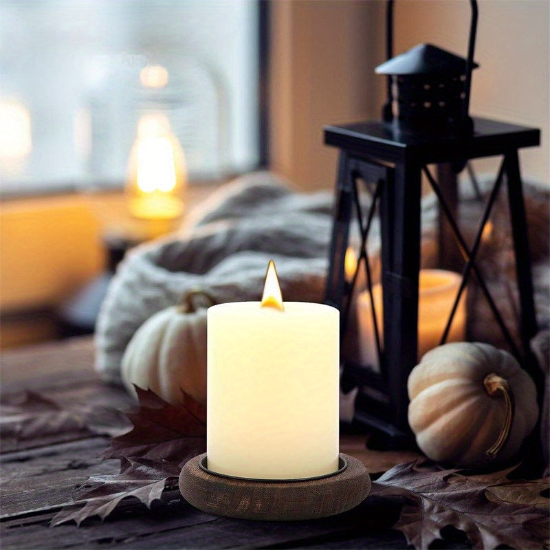 Solid Wood Candle Holder with Tray - Euroselle