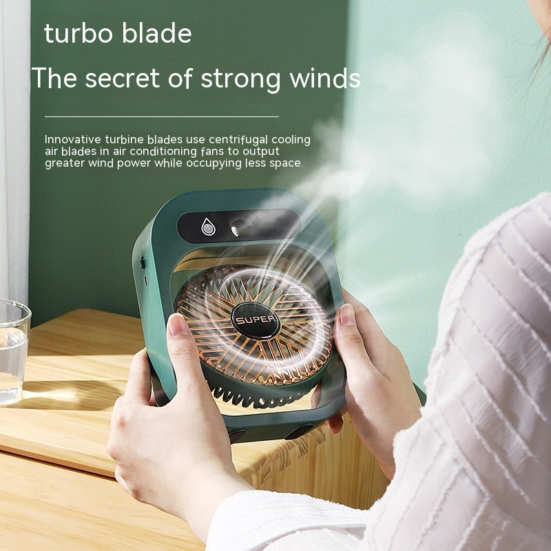 Ventilador nebulizador portátil AquaFlow — diseño de mano de 3 velocidades, sistema de nebulización integrado