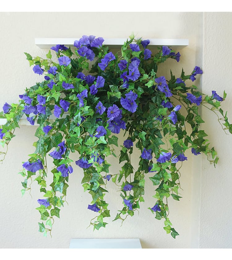 Kunstmatige ochtendgloriarank, 35 in, 44 bloemen, uv-bestendig