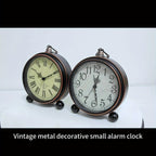 European Vintage Metal Bedside Alarm Clock Silent Analog Large Display - Euroselle