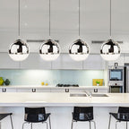 AuroraSphere Glass Orb Pendant Light With Silver Half And Clear Half
