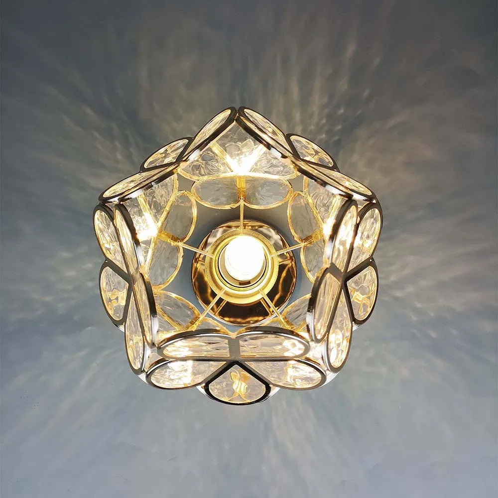 Luminaria con forma de flor para montaje empotrado, dorada, con pantalla acrílica, para entrada, dormitorio y espacios pequeños, iluminación LED moderna de techo de 8 pulgadas