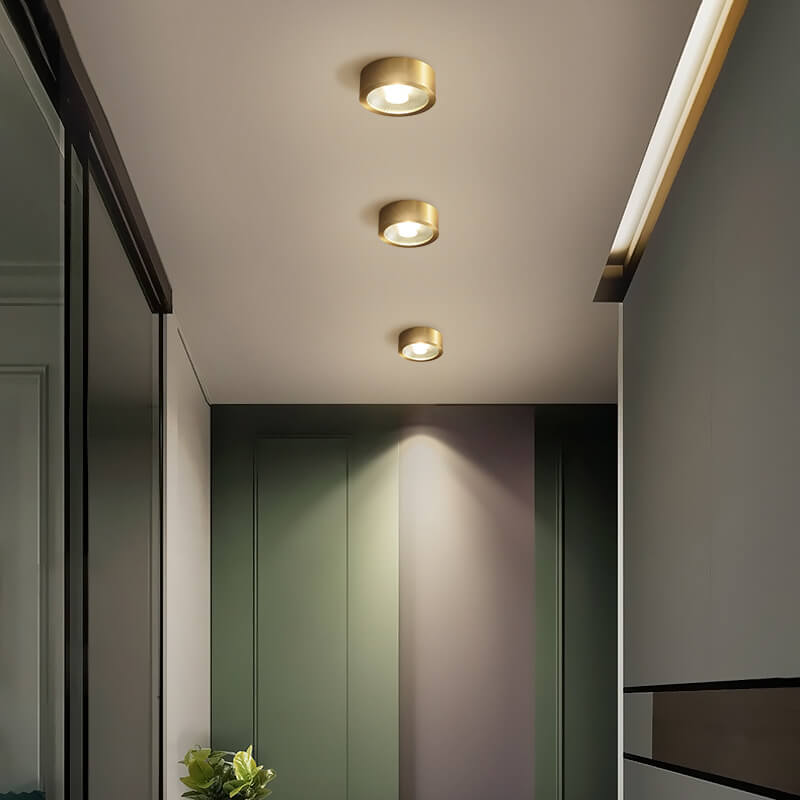 מנורת תקרה שקועה ועגולה עם LED, פרופיל נמוך במיוחד, 5 in, גימור נחושת