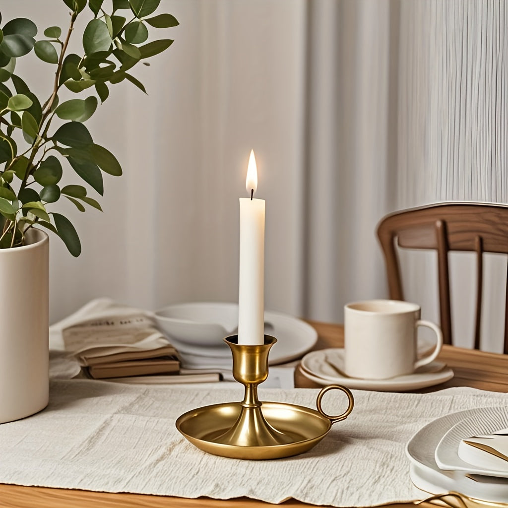 Eleganter goldener Metall-Kerzenständer - Euroselle