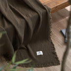 Lightweight 4-Layer Cotton Gauze Blanket with Elegant Fringe - Euroselle