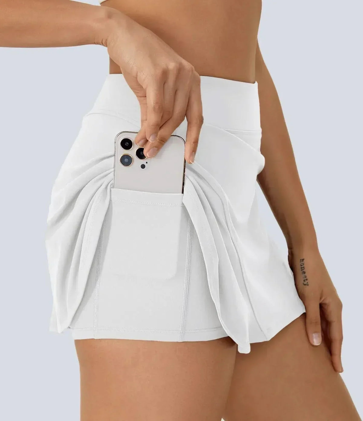 Baseline Pro Dual-Function Tennis Skirt — Flat Waistband, Hidden Pockets