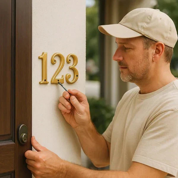 LumaCraft Solid Brass House Numbers — Integrated Mounting Design, Hardware Included