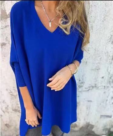 Chemise Longue à Manches Longues Col V Coupe Ample