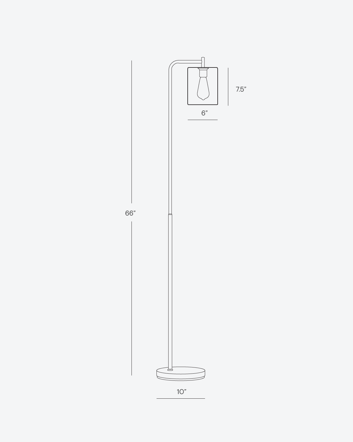 מנורה בגובה 66-Inch — אהיל זכוכית, LED בגוון חם, מתג רגל, מתכת בגוון פליז