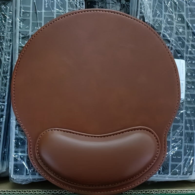 Non-Slip Ergonomic Faux Leather Mouse Pad Brown - Euroselle