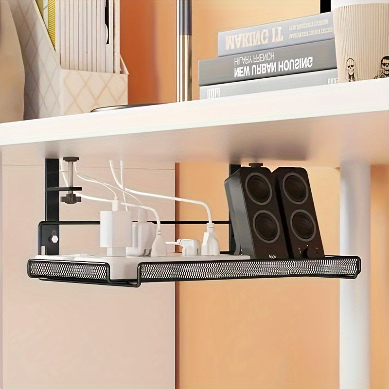 Adjustable Metal Desk Rack with No-Drill Hanging Organizer - Euroselle