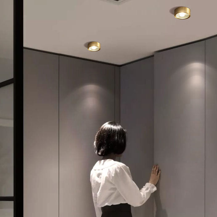 מנורת תקרה שקועה ועגולה עם LED, פרופיל נמוך במיוחד, 5 in, גימור נחושת