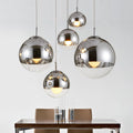 AuroraSphere Glass Orb Pendant Light With Silver Half And Clear Half