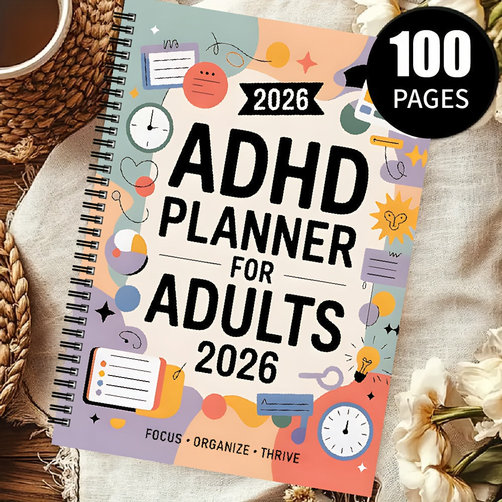 FOCUSVAULT – 2026 Eksklusiv ADHD Voksenplanlægger Struktureret Daglig og Ugentlig Produktivitetsjournal - Euroselle