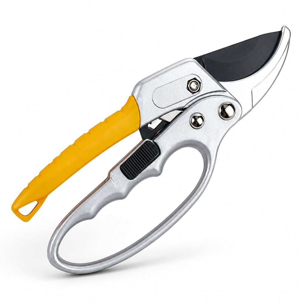 Foarfecă de grădină cu clichet — lamă din oțel SK5, mâner ergonomic antiderapant