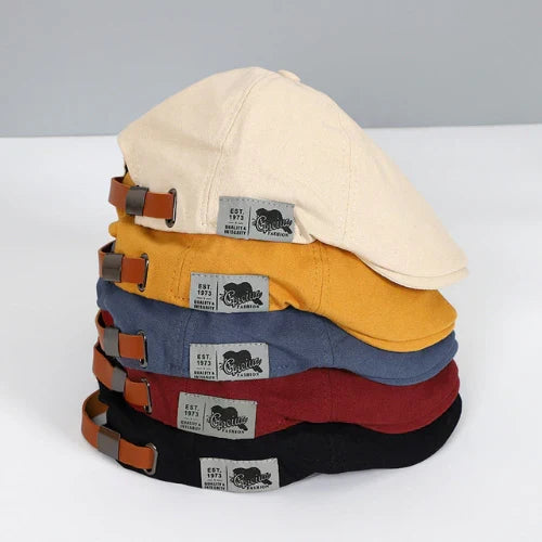 Leichtes, verstellbares Barett für Herren – Schwarz, Rot, Blau, Gelb, Beige