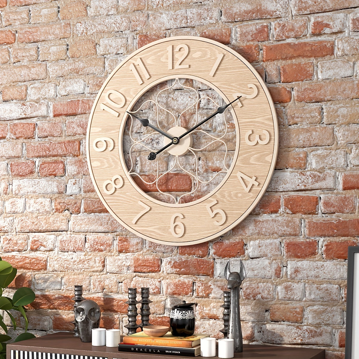 Vintage Iron & Wood Wall Statement Clock - Euroselle