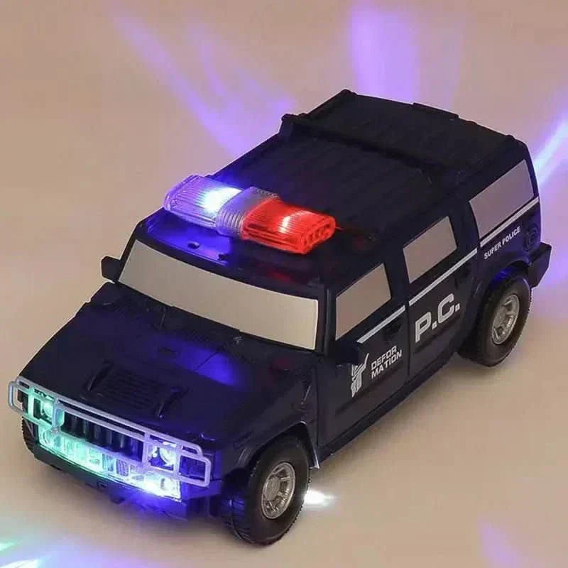 Jouet robot NovaDrive 2-en-1 — design de voiture de police transformable, feux LED intégrés