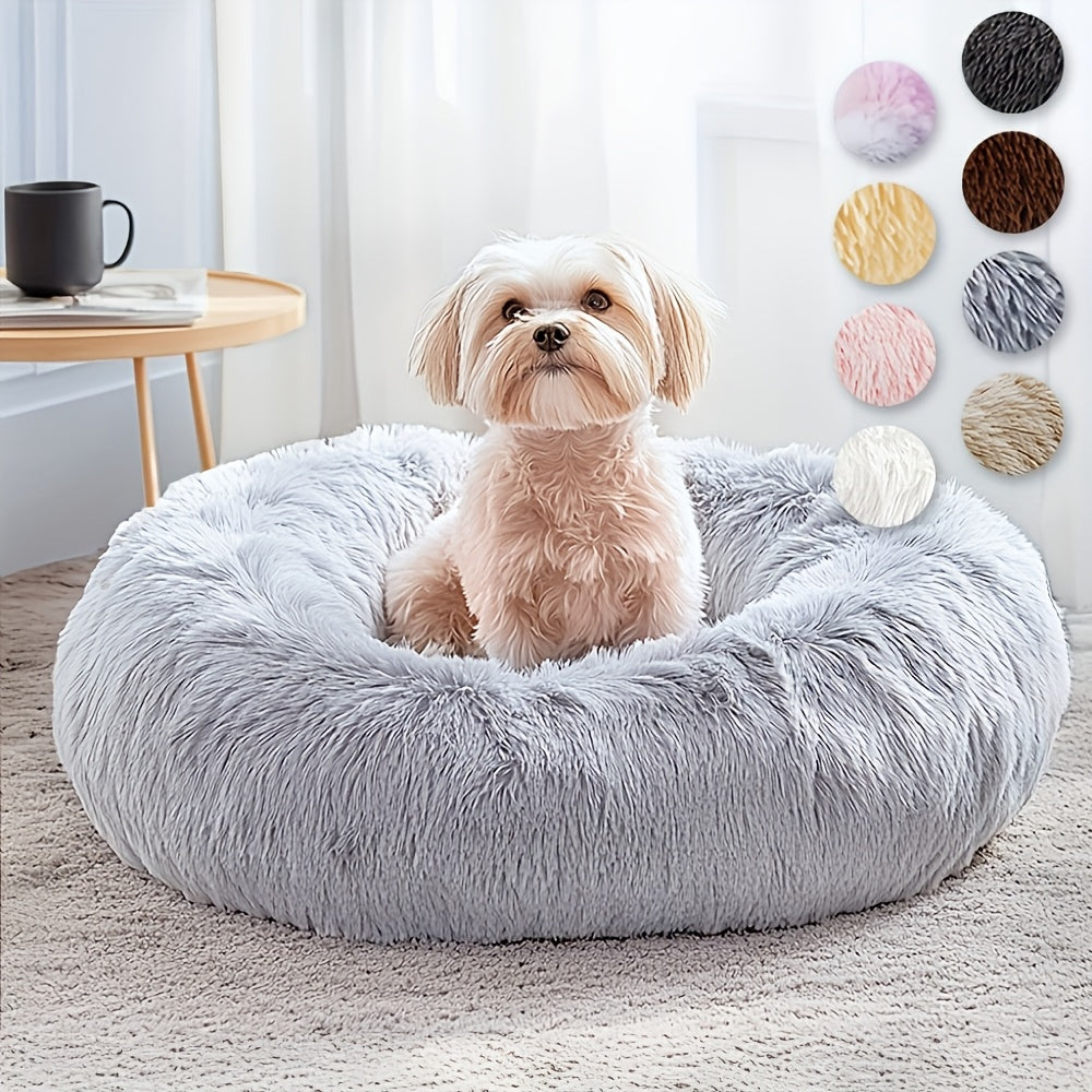 Soft Faux Fur Donut Pet Bed for Small to Large Dogs & Cats - Euroselle