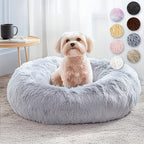 Soft Faux Fur Donut Pet Bed for Small to Large Dogs & Cats - Euroselle