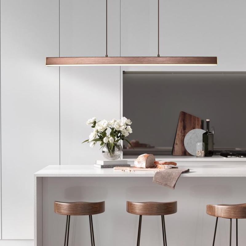 Novare | Modern Linear Metal LED Pendant Light in Black and Brown