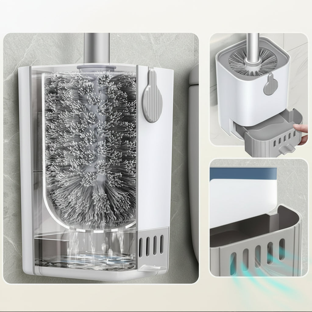 Long Handle Toilet Brush & Holder, Essential Cleaning Tool - Euroselle