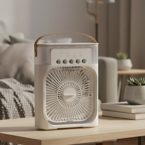 BreezeMate bærbart mini-klimaanlæg — støjsvag og energieffektiv køling, ledningsfrit design