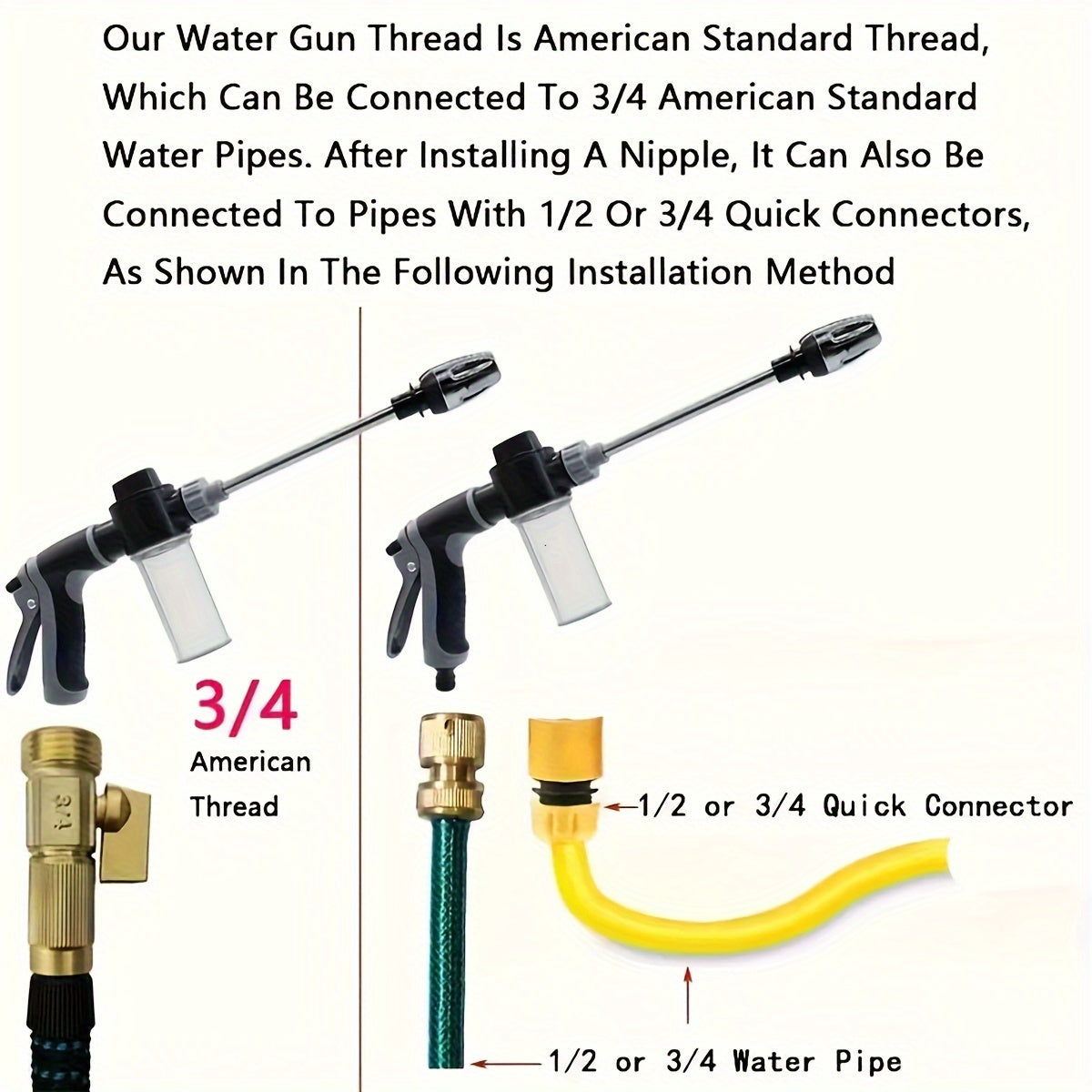 High-Pressure Garden Water Gun with Foam Cannon and Long Handle Sprayer - Euroselle