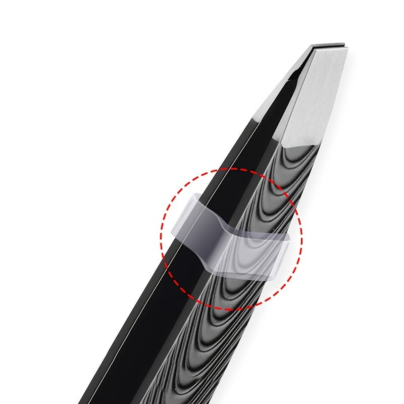 High-Precision Black Angled Eyebrow Tweezers - Euroselle