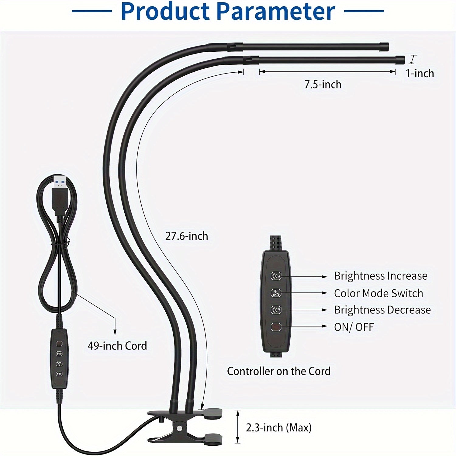 Dual-Tube Clip-On LED Reading Lamp - Euroselle