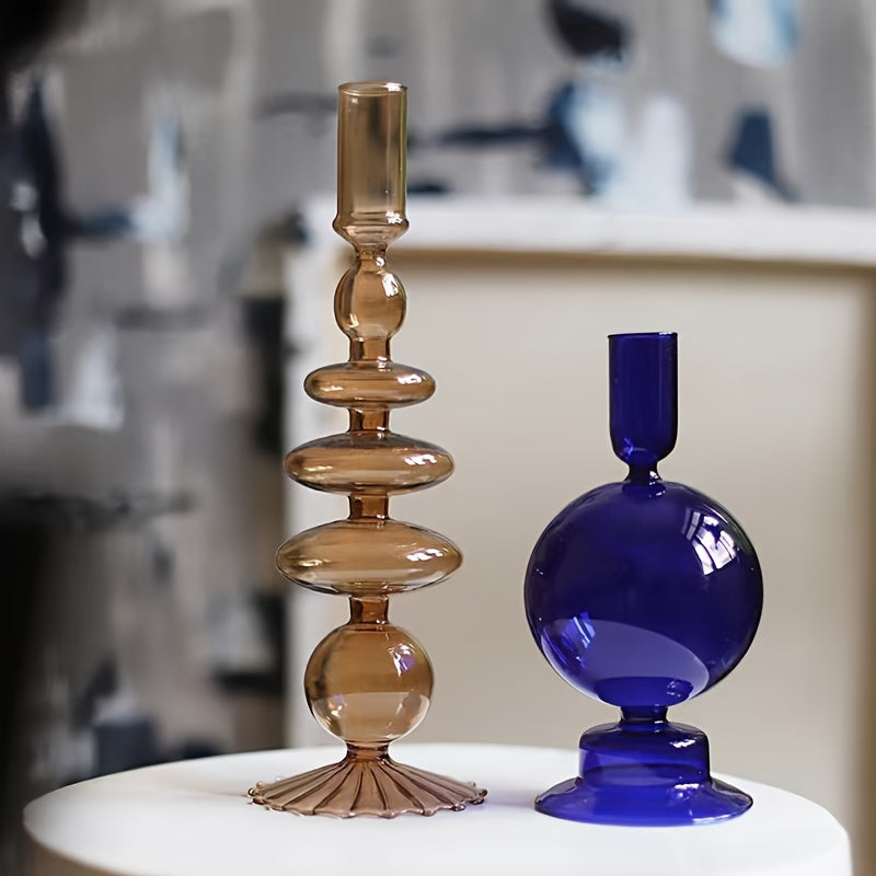 Minimalist Glass Candle Holder Vase Decorative Art Piece - Euroselle