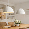 Modern Ribbed Shade Pendant Resin Dome Fixture One Light