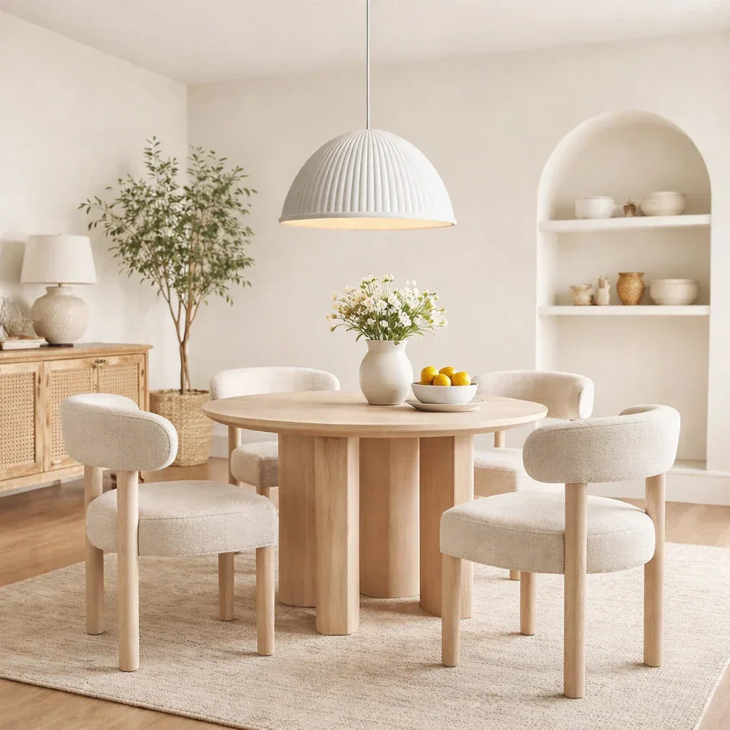 Modern Ribbed Shade Pendant Resin Dome Fixture One Light