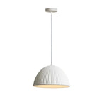 Modern Ribbed Shade Pendant Resin Dome Fixture One Light