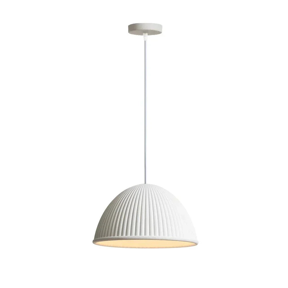 Modern Ribbed Shade Pendant Resin Dome Fixture One Light