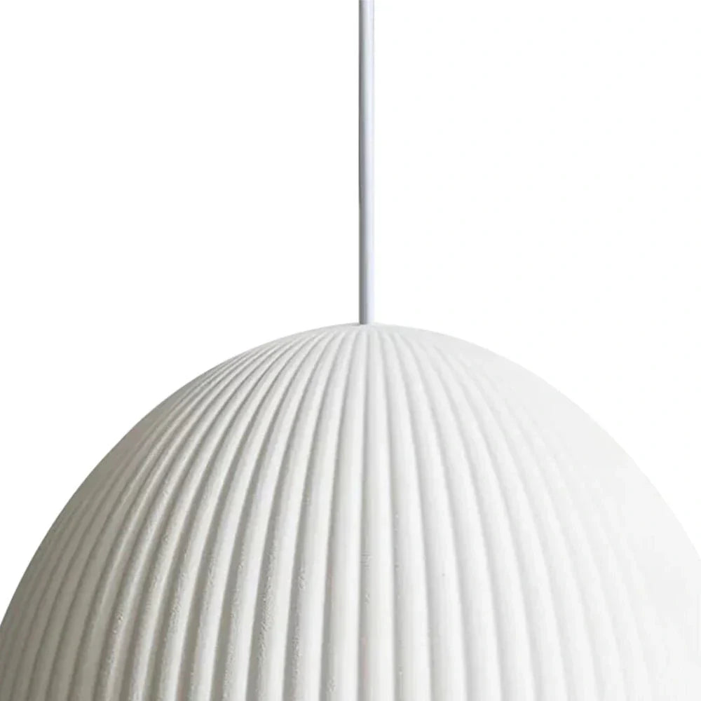 Modern Ribbed Shade Pendant Resin Dome Fixture One Light