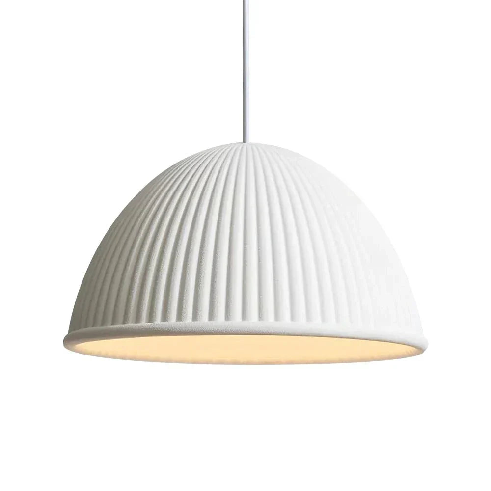 Modern Ribbed Shade Pendant Resin Dome Fixture One Light