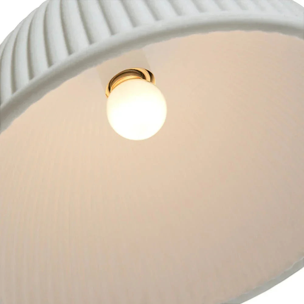 Modern Ribbed Shade Pendant Resin Dome Fixture One Light